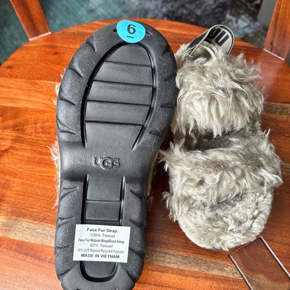 UGG Women's Fluff Sugar Burnt Olive Sandal - Picture 13 of 16